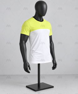 Camiseta de Manga Corta para Hombre, Cuello Redondo, Corte Regular, Transpirable, Tejido de Punto, 100% Poliéster, Casual, Blanca y Amarilla - Product Image 4