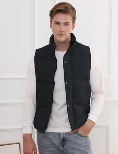 Nouvel arrivage de veste d'hiver sans manches brillante et bouffante avec logo personnalisé imperméable à l'eau et à bulles brillantes gilets pour hommes avec capuche - Product Image 4