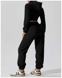 Conjunto de dos piezas con pantalones elásticos para correr en el gimnasio para mujer, novedad de venta al por mayor, chándal de invierno con patrón sólido - Product Image 2