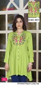 Kurti en rayonne unie, look minimaliste élégant, tissu doux et confortable, parfait pour la mode féminine, par Export - Product Image 3