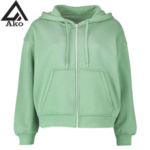 เสื้อฮู้ดซิปผ้าฝ้ายคุณภาพสูงสำหรับผู้ชาย/ผู้หญิง ทรงหลวมไหล่ตก สไตล์สตรีทแวร์ หนานุ่ม แบรนด์ Ako - Product Image 1