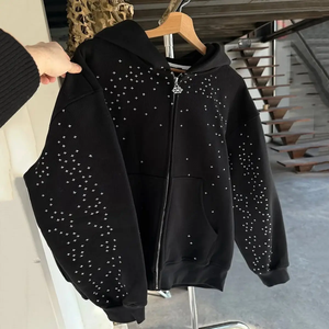 Haute qualité grande taille hommes sweats à capuche sweats à capuche personnalisés coton mélangé polaire vierge fermeture éclair Vintage Double couche - Product Image 5