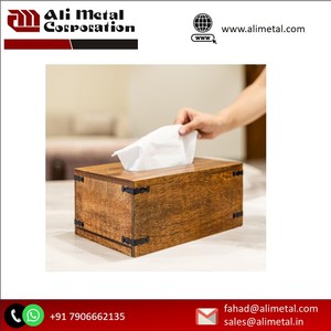 Boîte à mouchoirs en bois finie sur mesure Support de rangement pour serviettes en papier de luxe Centre de table à dîner à bas prix pour un usage domestique - Product Image 4