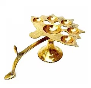 Handcrafted Brass Diya Gold Color Oil Lamp for <b>Temple</b> Decoration Indian Diwali Festival <b>Home</b> Pooja Decor - Product Image 5