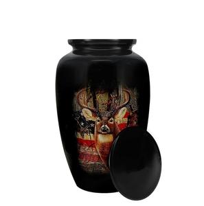 Buck USA Flag Adult Cremation Urn Handcrafted <b>Metal</b> Patriotic Memorial Custom Engraving Option Tribute <b>Wreath</b> Option - Product Image 5