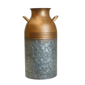 Lata de leche galvanizada con mango de metal Cubo de flores rústicas Diseño hecho a mano Florero de metal Uso de la sala de estar - Product Image 6