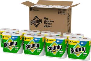 Serviettes en papier Bounty, format rapide, blanches, 16 rouleaux familiaux = 40 rouleaux standard - Product Image 2
