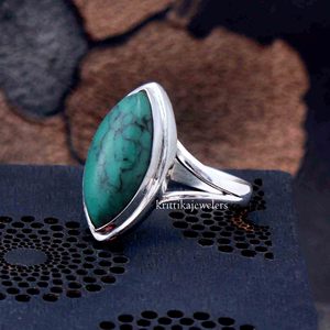 แหวนแต่งงานผู้หญิงเงินแท้ 925 ทำมือ ประดับพลอยเทอร์ควอยซ์ทรงสวย ฝังแบบละเอียด คุณภาพสูง รับรองคุณภาพ - Product Image 4