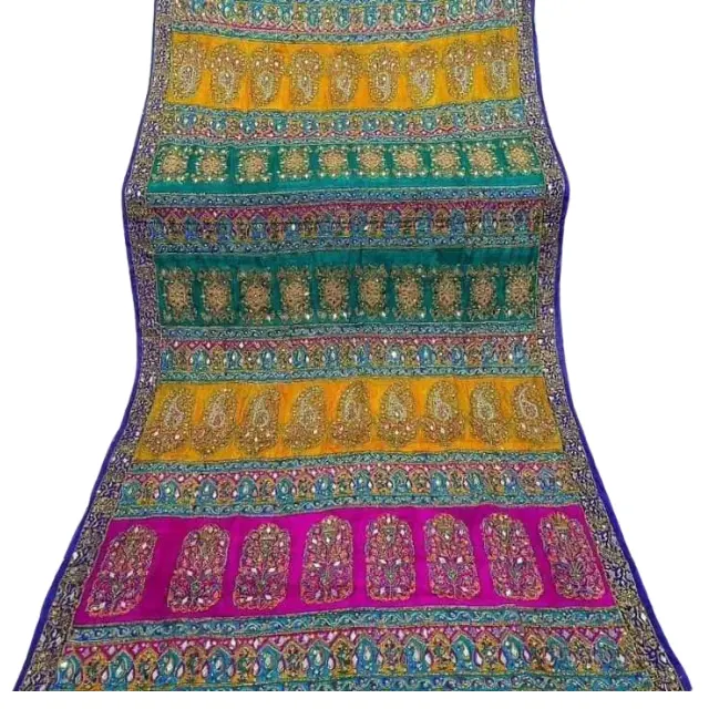 Factory Direct Supply OEM Service Indian Pakistani Handmade Silk Embroidered Shawls Scarfs Banjara Style Afghan Women's Clothing