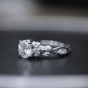 Round Cut Diamond Prong <b>Set</b> Cluster Engagement <b>Ring</b> For <b>Women</b> - Product Image 3