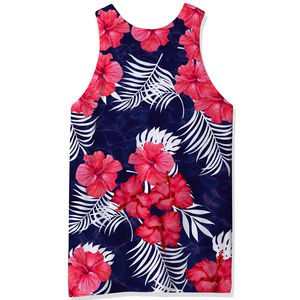 Camiseta sin Mangas de Alta Calidad para Hombre, con Estampado Floral por Sublimación, Diseño Personalizado, para Gimnasio, Entrenamiento, Playa, Verano - Product Image 4