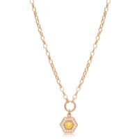 Collier à breloque rectangulaire ajouré en pierre de citrine et zircon, fait main en Turquie, bijoux en argent sterling 925, vente en gros