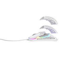 Ratón para Juegos con Cable CHERRY XTRFY M42 RGB Ultraligero Blanco con Sensor Pixart 3389 y Carcasa Ajustable (2 Tamaños)