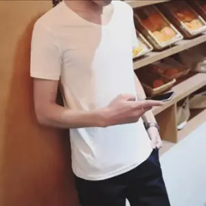 Ropa informal de alta calidad para hombre, camisetas ligeras de material de algodón para hombre, camisetas de Color sólido para hombre a la venta - Product Image 3