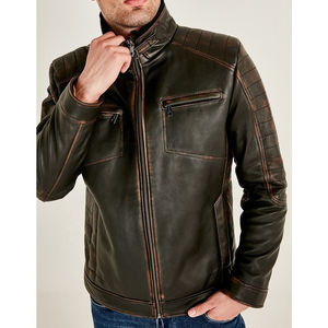 Nouvelle meilleure arrivée classique veste de motard en cuir noir pour hommes 100% peau de mouton originale entièrement personnalisée avec fermetures à boutons - Product Image 4