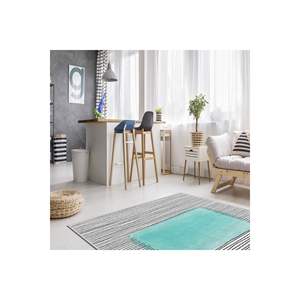 Alfombra detallada de línea turquesa abstracta clásica, alfombra Rectangular con estampado Digital de poliéster para entrada de adolescentes, pasillo de vida - Product Image 2