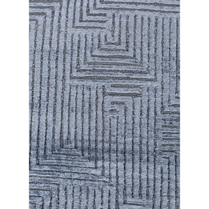 Tapis en laine et soie de bambou noué à la main bleu azalée, motif géométrique abstrait pour la maison, couloir, modèle rectangulaire AIWB-13025 pour adolescents - Product Image 3