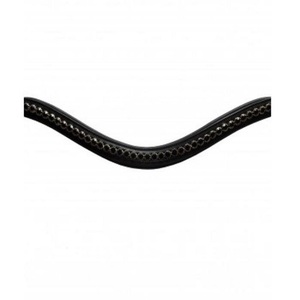 Soft Black Premium Standard Leather Brow Band for Horse Padded with Neoprene Adorned with Black Shiny <b>Crystals</b> - Product Image 5