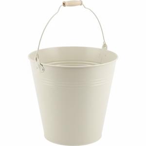 Seau décoratif rond standard de luxe en métal et fer avec poignée, petit seau de service blanc en acier galvanisé pour la maison - Product Image 1