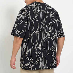 T-shirt en éponge surdimensionné à col rond le plus populaire pour hommes Matériau souple Design personnalisé Streetwear pour hommes - Product Image 3