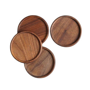 Sous-verres et napperons en bois d'acacia naturel au design antique Accessoires de boissons faits à la main de haute qualité avec finition en bois de luxe - Product Image 2