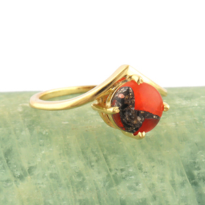 Mode d'été 8mm ronde mohave orange cuivre turquoise bague design artisanale ravissante bague plaqué or ensemble 8 bague taille américaine - Product Image 4