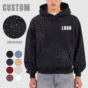 Sweats à capuche personnalisés pour hommes avec strass, en coton mélangé, fabriqués en usine, de haute qualité, en polaire d'hiver, vente en gros - Product Image 4