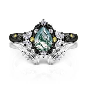 Ensemble de bagues en agate mousse Jeulia Midsummer Night Mystery Forest - Cadeau - Product Image 1