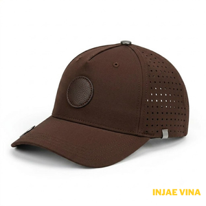 Gorra de malla unisex marrón de 5 paneles al por mayor, transpirable, ajustable, estilo casual, impermeable, deportiva, de color sólido - Product Image 1