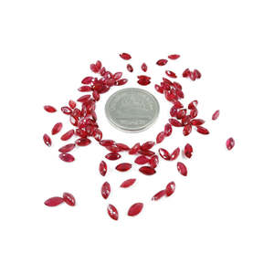 Pierre précieuse naturelle de type rubis de Bangkok, créée en laboratoire, taille marquise 2,5x5mm et 3x6mm, grenat rouge, matière synthétique traitée thermiquement - Product Image 2