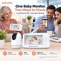 Moniteur Bébé Anicebb BM5R5W 5 Pouces 720P Double Mode avec Écran et Application Tuya, Vision Nocturne et Communication Bidirectionnelle pour Distributeurs