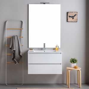 80cm <b>White</b> Suspended Bathroom Cabinet with <b>2</b> Drawers & 80x110cm Bali Mirror Bathroom <b>Sets</b> - Product Image 2