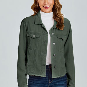 Chaquetas de mezclilla teñidas lisas ligeras para mujer Venta al por mayor Nueva moda Precio barato Chaquetas de mezclilla para mujer - Product Image 6