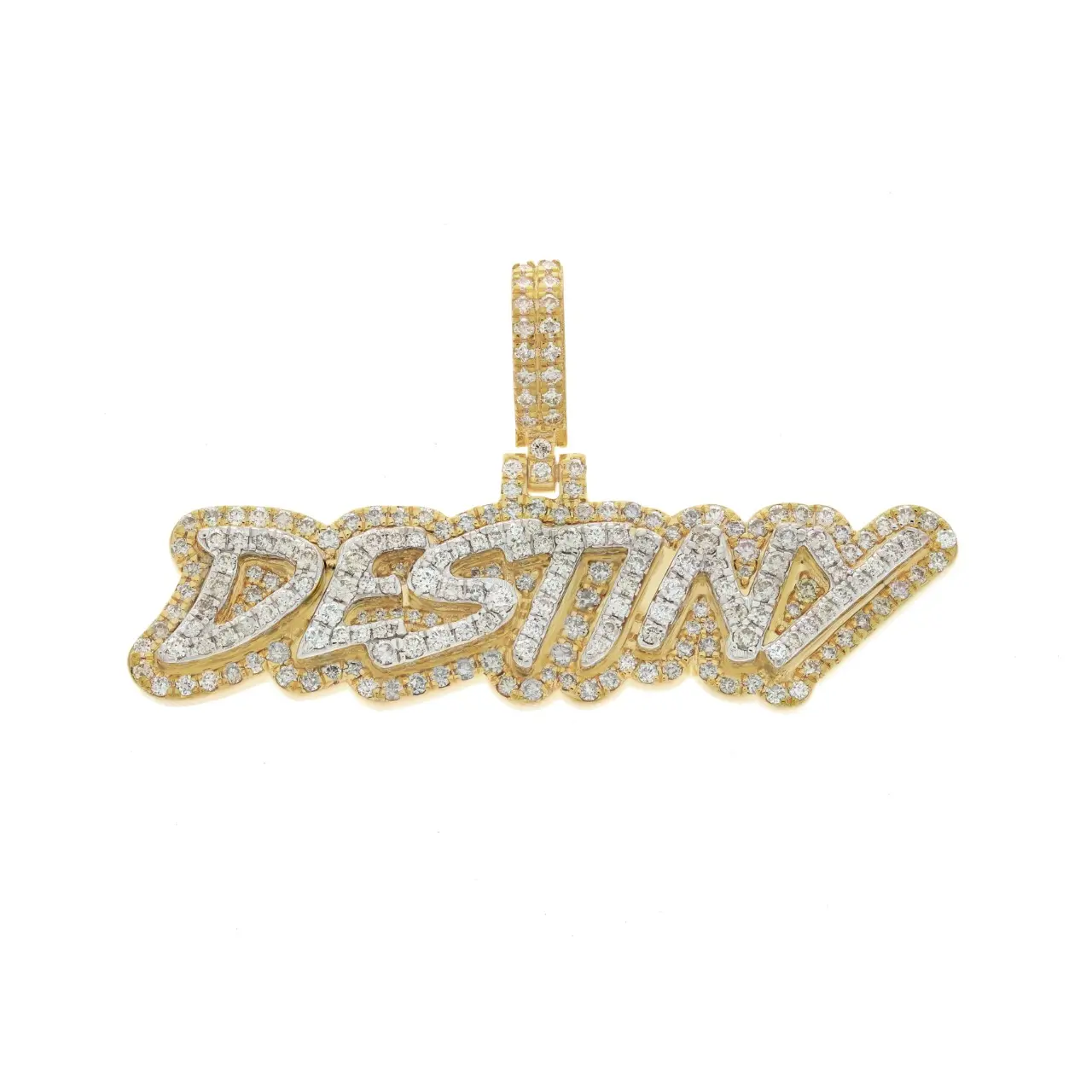 Custom trendy Name pendant with 10k White gold and VS natural diamonds-13 grams gold weight and 2.05 carat weight custom hip hop