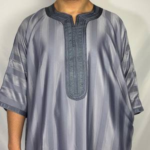 Premium XXL <b>Moroccan</b> Digital Embroidery Men's <b>Thobe</b> Stylish Islamic Wear Traditional Muslim Clothing Anti-Wrinkle Long Sleeve - Product Image 2