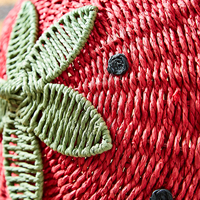 Panier de rangement en osier en forme de fraise fait à la main avec couvercle organisateur décoratif mignon pour chambre d'enfants fabriqué au Vietnam