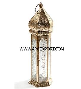 Farol Marroquí Antiguo de Latón, Nuevo Diseño Elegante, Faroles de Color Gris - Product Image 4