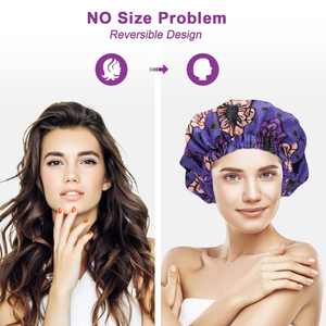 Bonnets en satin pour le sommeil de luxe et de qualité de couleur personnalisée Double couche Meilleurs bonnets de créateur pour femmes Impression personnalisée - Product Image 6