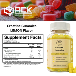Fabricante de origen estadounidense de gomitas de suplemento dietético de creatina con sabor a limón de marca propia disponibles al mejor precio de mercado - Product Image 4