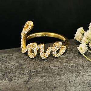 Anillo de amor de diamante natural, anillo de diamante con carta de amor para ella, anillo de amor de oro sólido, regalo de aniversario de anillo de amor, regalo de San Valentín - Product Image 3
