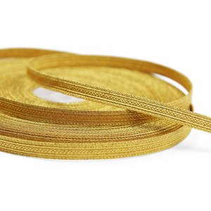 ผ้าลูกไม้ถักลายดอกไม้สีทองสไตล์ฝรั่งเศสแนววินเทจขนาด12มม. - Product Image 5