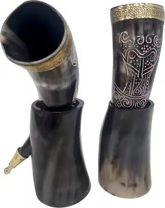 Corne à boire artisanale AC001458 en véritable corne de bœuf, polie, forme naturelle, taille personnalisable, design de haute qualité, durable pour - Product Image 2