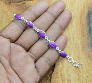 Purple Copper Turquoise Sterling <b>Silver</b> Bracelet Handmade Adjustable Gemstone Jewelry Elegant Gifts <b>Women</b> - Product Image 3