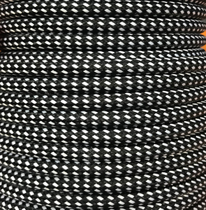 Bobina da 25 metri di cavo tessile decorativo, nero/bianco opaco (CIR62CM13/01) - Product Image 1