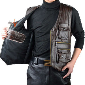 Meilleure vente 2024 gilet et gilet en cuir PU pour hommes couleur unie différents styles caractéristique chaude - Product Image 4