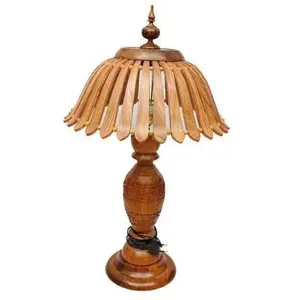 Handcrafted Pure Sheesham Wooden Lamp, Umbrella Lamp Small Crafted Sheesham Wood, Wooden Lighting Lamp