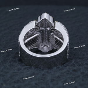 Classic Iced Out Cross <b>Ring</b> VVS Moissanite Diamond 925 <b>Silver</b> Wide Band Hip Hop <b>Statement</b> <b>Ring</b> - Product Image 3