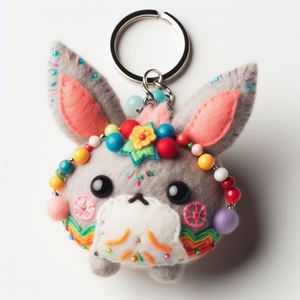 Porte-clés en feutre doux fait main coloré - Haute qualité, forme 3D unique, écologique et design de dessin animé tendance - Product Image 6