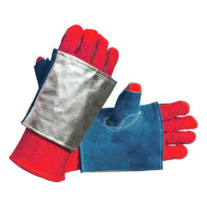 Guantes de soldadura de cuero de vaca de aluminio, guantes de soldadura ignífugos resistentes al calor a la abrasión resistentes al calor - Product Image 5