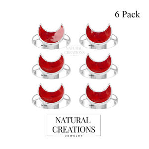 แหวนโกเมนรูปพระจันทร์สีเงิน925แบบเรียงซ้อนกันได้การตั้งค่าแบบฝาปิดสุดอินเทรนด์การหมั้นครบรอบแต่งงานของขวัญสำหรับงานเลี้ยง - Product Image 2